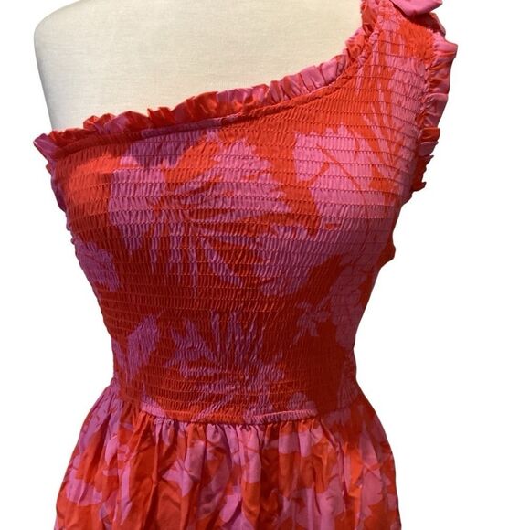 NWT Japna Tropical Floral Smocked One Shoulder Resortwear Maxi Dress size M - Picture 2 of 10